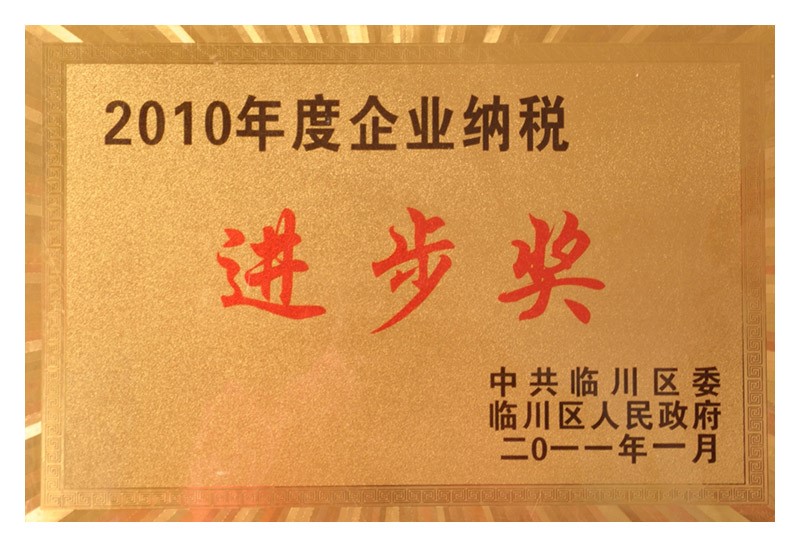 2010年度企業(yè)納稅進(jìn)步獎